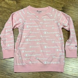 Champion pink and white crew neck sweater